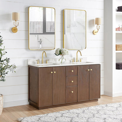 Oza 60M" Free-standing Double Bath Vanity in Aged Dark Brown Oak