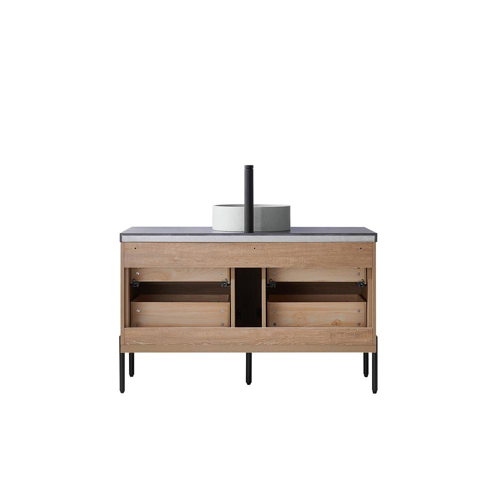 Single Sink Bath Vanity with Sintered Stone Top with Concrete Sink and Mirror