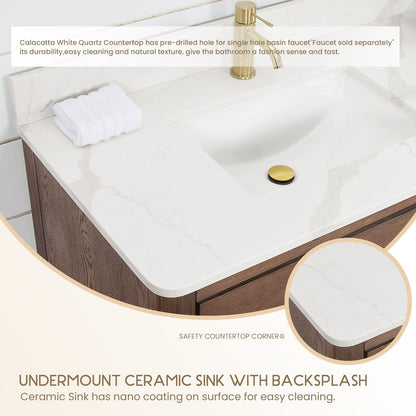 Porto 55" Free-standing Single Bath Vanity in Aged Dark Brown Oak