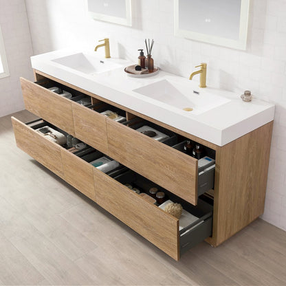 Huesca 84" Double Sink Bath Vanity in North American Oak