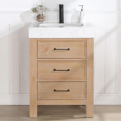 Free-standing Single Bathroom Vanity with Composite top in Lightning White