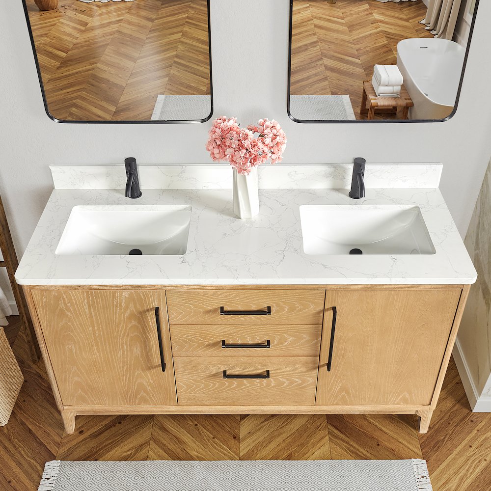 Gara 60M" Free-standing Double Bath Vanity in Washed Ash Grey