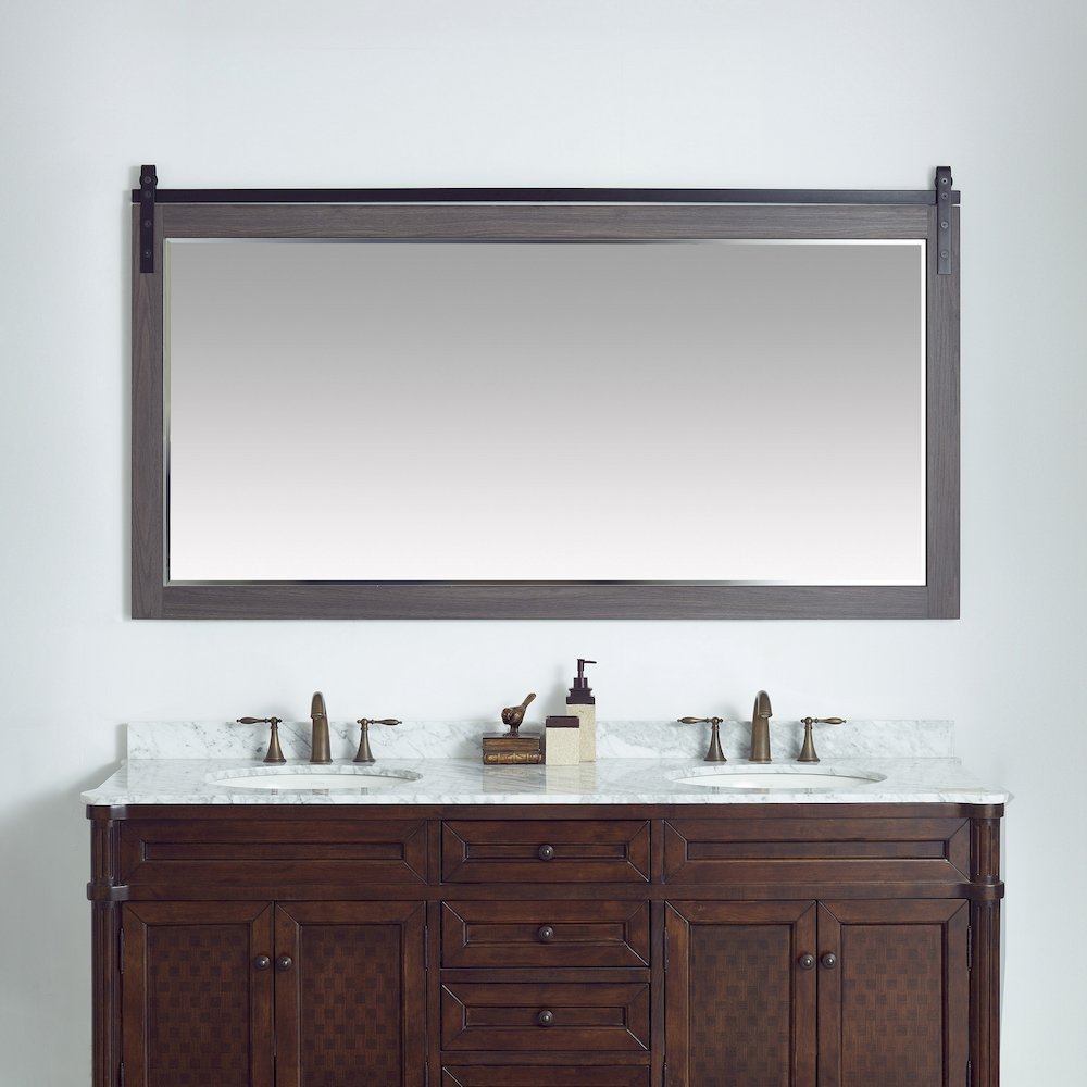 Cortes 72" Rectangular Bathroom Vanity Barndoor Wall Mount Mirror in Oak
