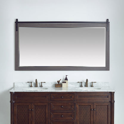 Cortes 72" Rectangular Bathroom Vanity Barndoor Wall Mount Mirror in Oak