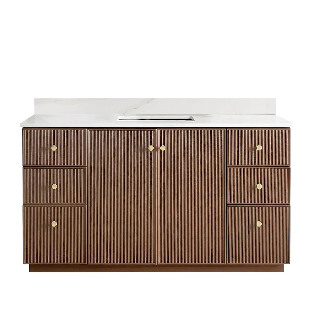 Oza 60" Free-standing Single Bath Vanity in Aged Dark Brown Oak