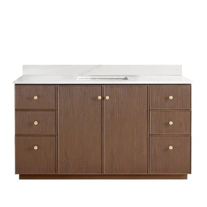 Oza 60" Free-standing Single Bath Vanity in Aged Dark Brown Oak