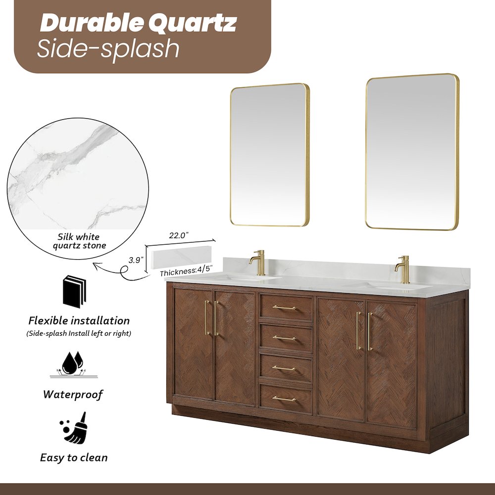Jakarta 72" Freestanding Double Bath Vanity in Aged Dark Brown Oak
