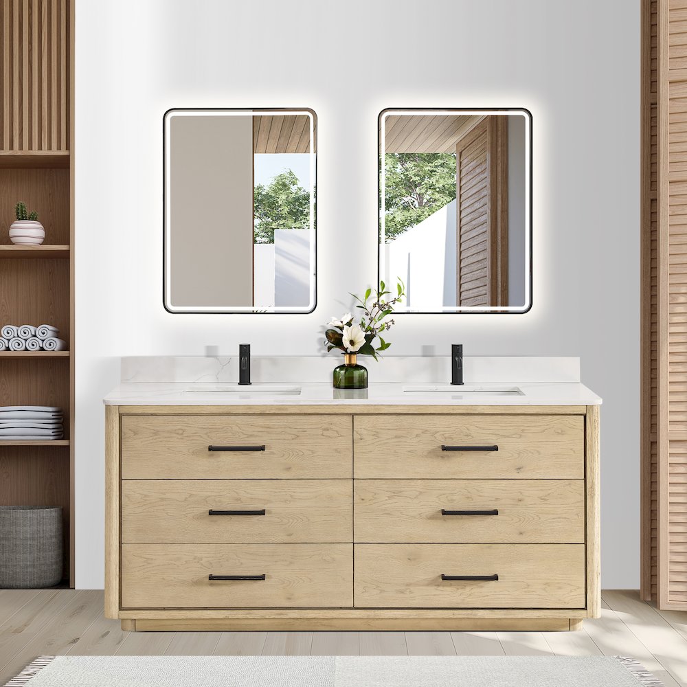 Porto 72" Free-standing Double Bath Vanity in Aged Natural Oak
