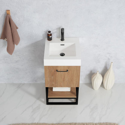 18B" Single Sink Bath Vanity with White Grain Stone Countertop
