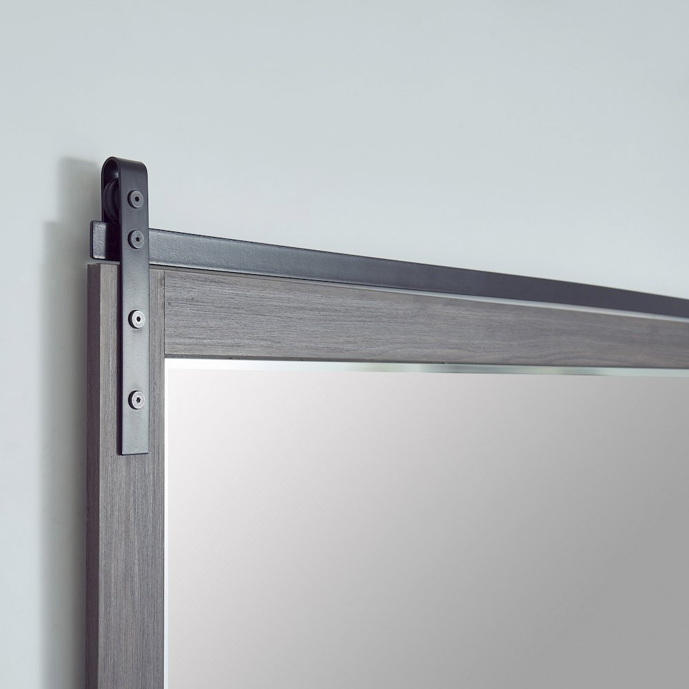 Cortes 72" Rectangular Bathroom Vanity Barndoor Wall Mount Mirror in Oak