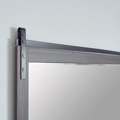 Cortes 72" Rectangular Bathroom Vanity Barndoor Wall Mount Mirror in Oak