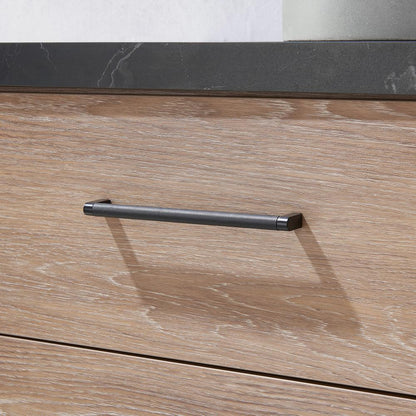 Single Sink Bath Vanity with Sintered Stone Top with Concrete Sink and Mirror