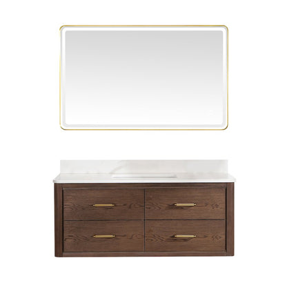 Cristo 48" Floating Single Bath Vanity in Aged Dark Brown Oak