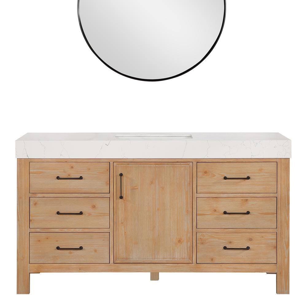 Free-standing Single Bathroom Vanity with Composite top and Mirror