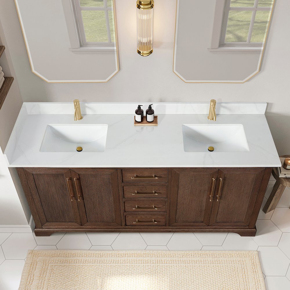 Tokyo 72" Freestanding Double Bath Vanity in Aged Dark Brown Oak