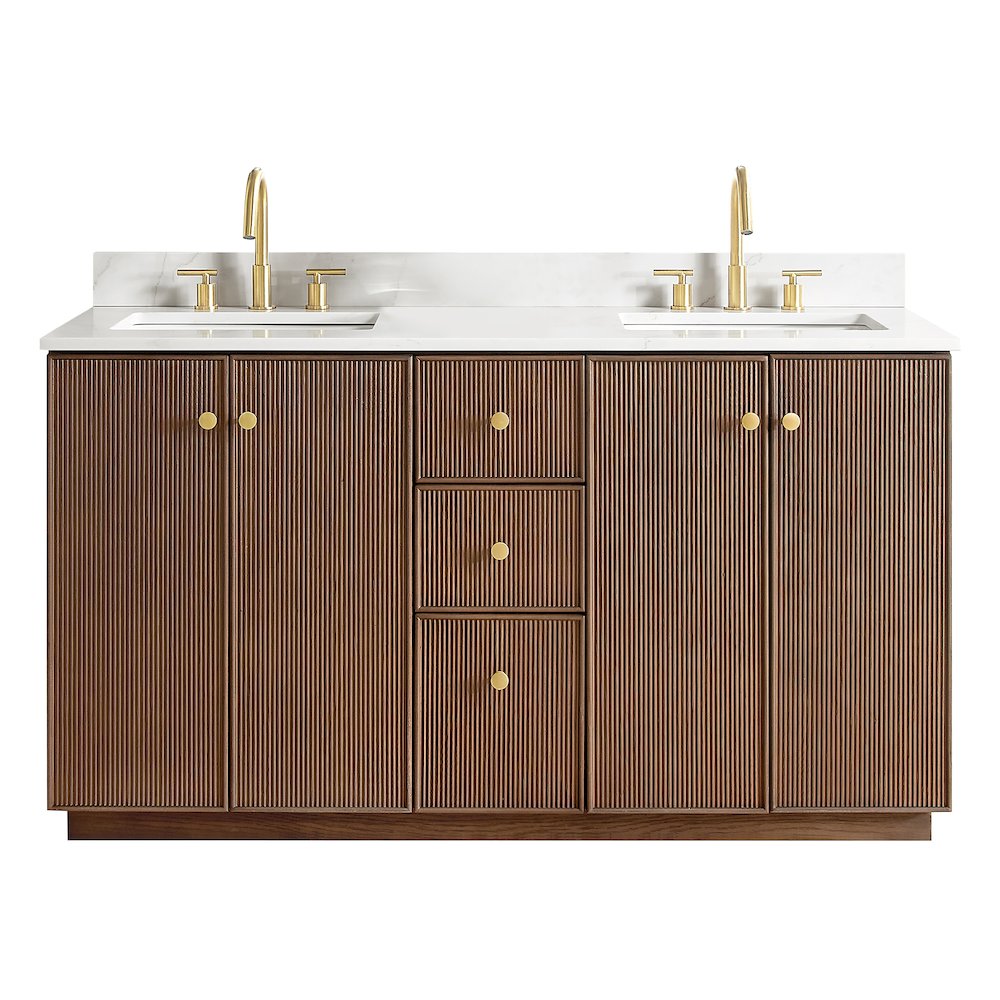 Oza 60M" Free-standing Double Bath Vanity in Aged Dark Brown Oak