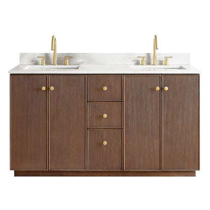 Oza 60M" Free-standing Double Bath Vanity in Aged Dark Brown Oak