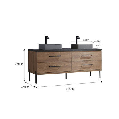 Double Sink Bath Vanity with Sintered Stone Top with Concrete Sink and Mirror