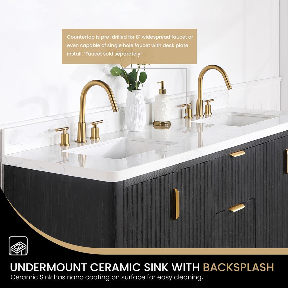 Free-standing Double Bathroom Vanity with Composite top and Mirror