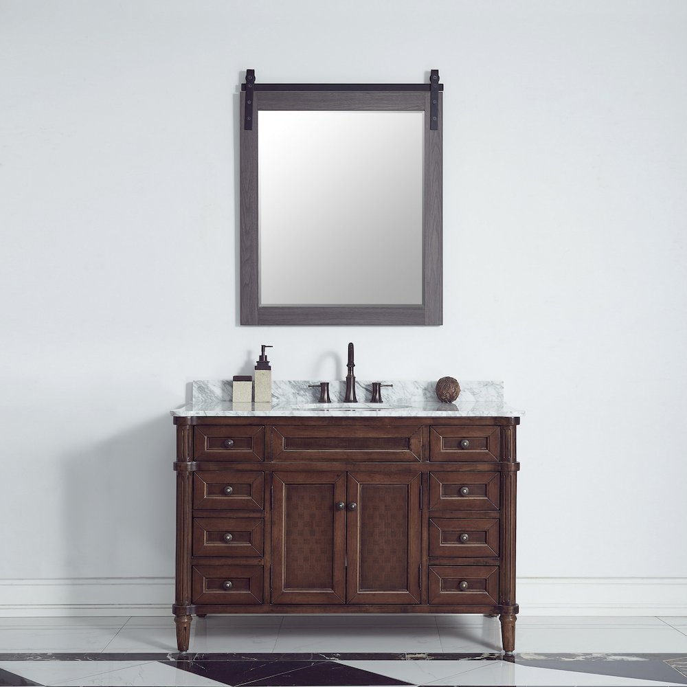 Cortes 32" Rectangular Bathroom Vanity Barndoor Wall Mount Mirror in Oak