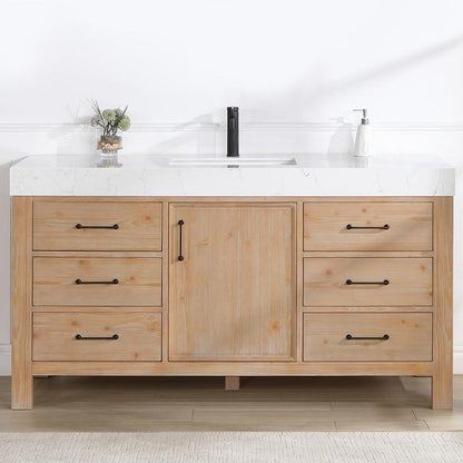 Free-standing Single Bathroom Vanity with Composite top in Lightning White