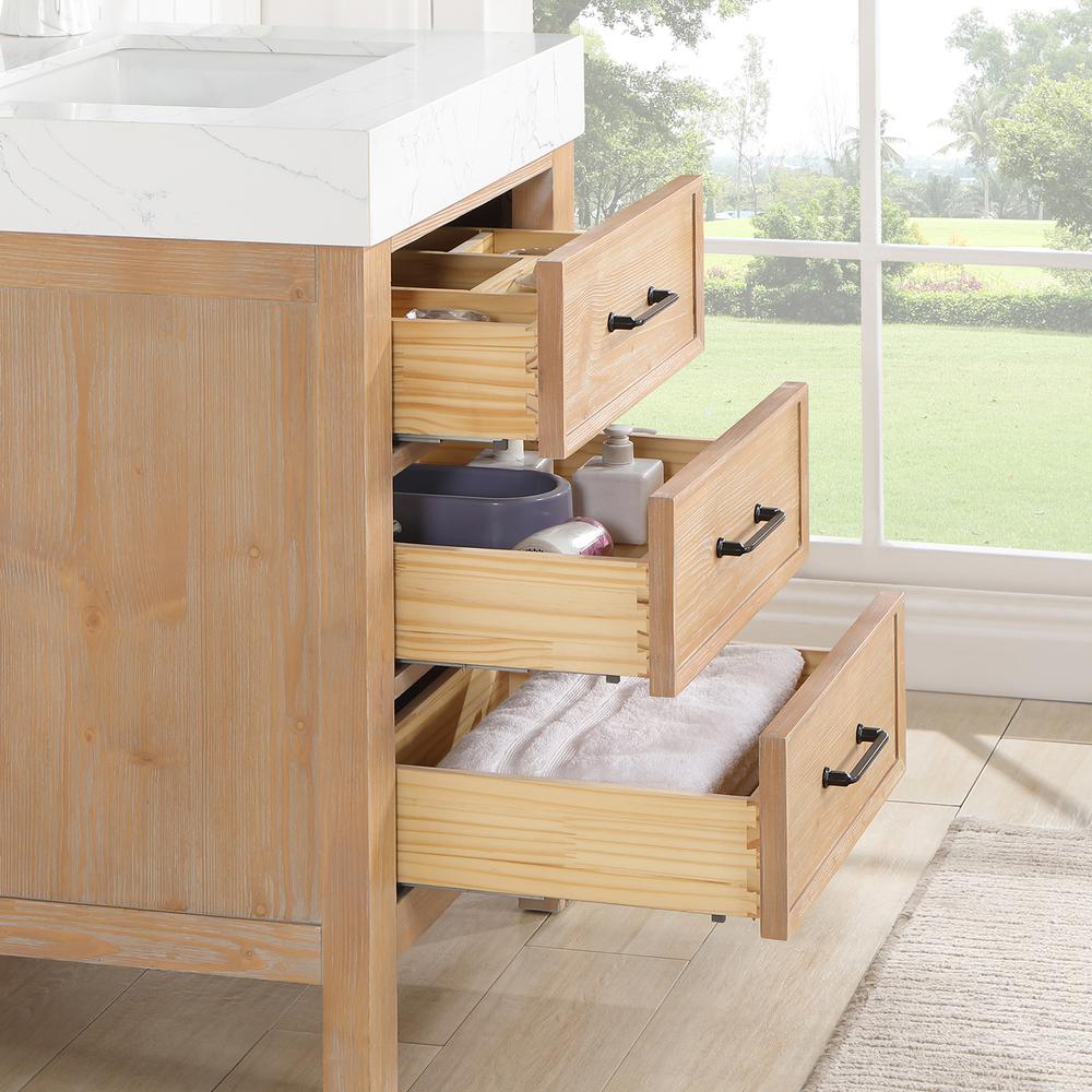 Free-standing Single Bathroom Vanity with Composite top in Lightning White