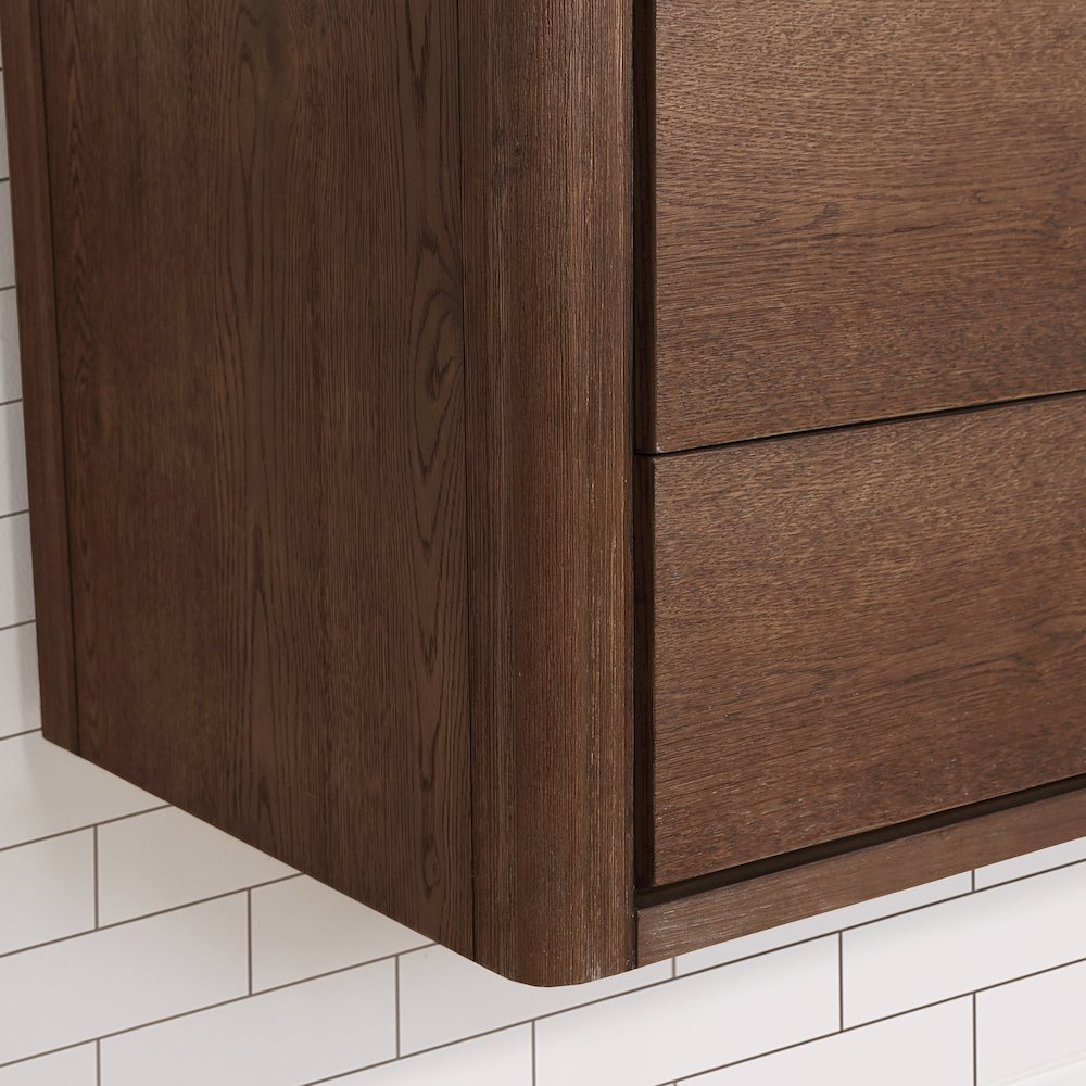 Cristo 60M" Floating Double Bath Vanity in Aged Dark Brown Oak