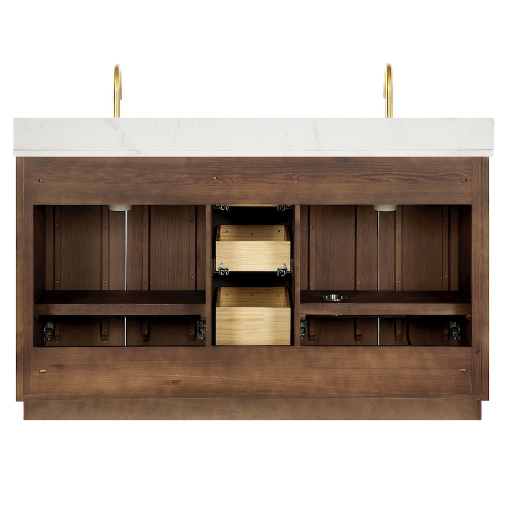 Oza 60M" Free-standing Double Bath Vanity in Aged Dark Brown Oak