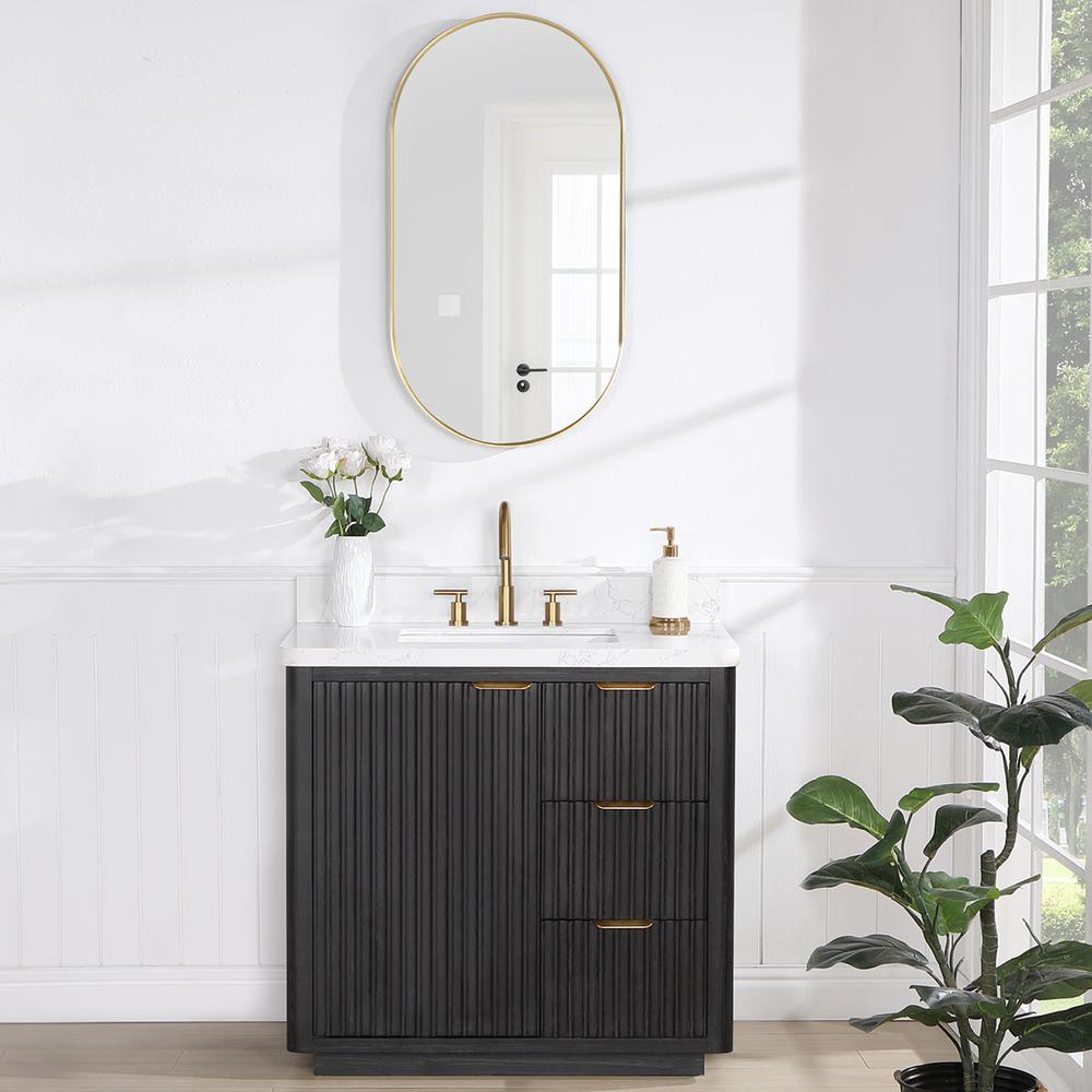 Free-standing Single Bathroom Vanity with Composite top and Mirror