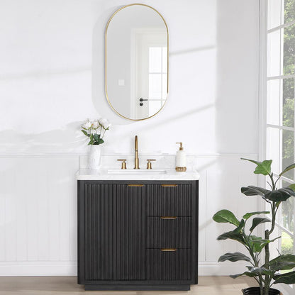 Free-standing Single Bathroom Vanity with Composite top and Mirror