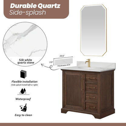 Tokyo 36" Freestanding Single Bath Vanity in Aged Dark Brown Oak