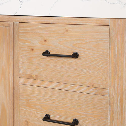 Free-standing Double Bathroom Vanity with Composite top in Lightning White