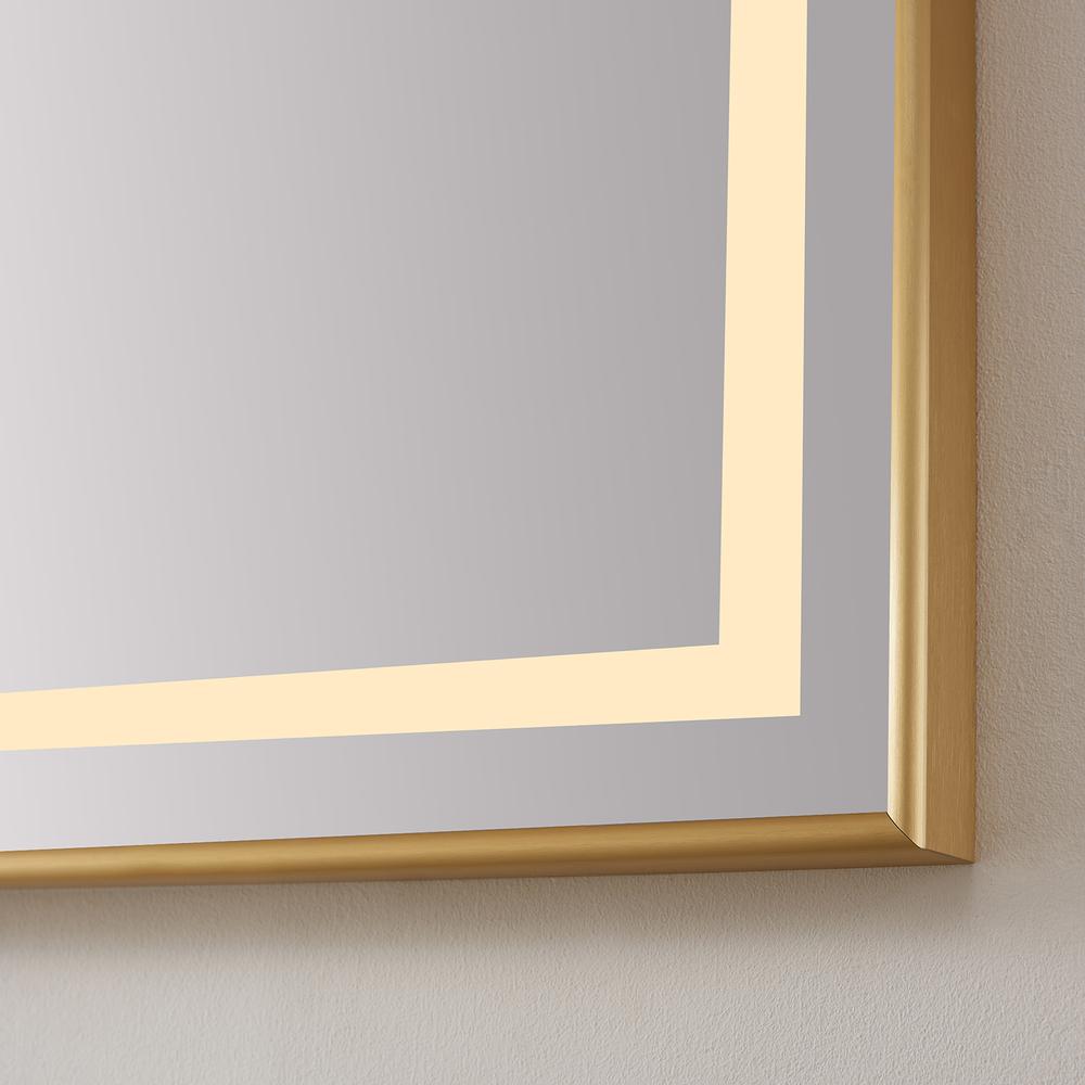 Rectangular Aluminum Framed LED Wall Mount Bathroom Vanity Mirror in Gold