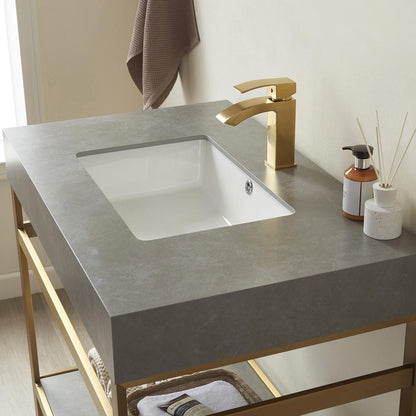 Single Sink Bath Vanity Metal Support with Grey Sintered Stone Top