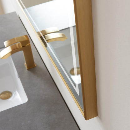 48" Rectangular Aluminum Framed LED Wall Mount Bathroom Vanity Mirror in Gold