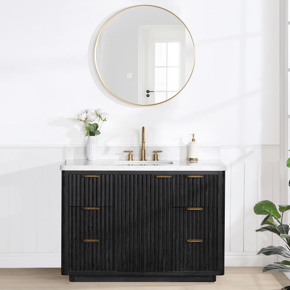 Free-standing Single Bathroom Vanity with Composite top and Mirror