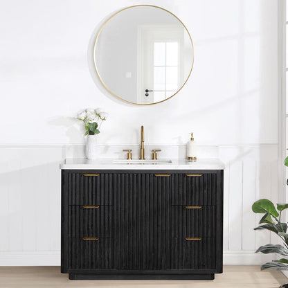 Free-standing Single Bathroom Vanity with Composite top and Mirror