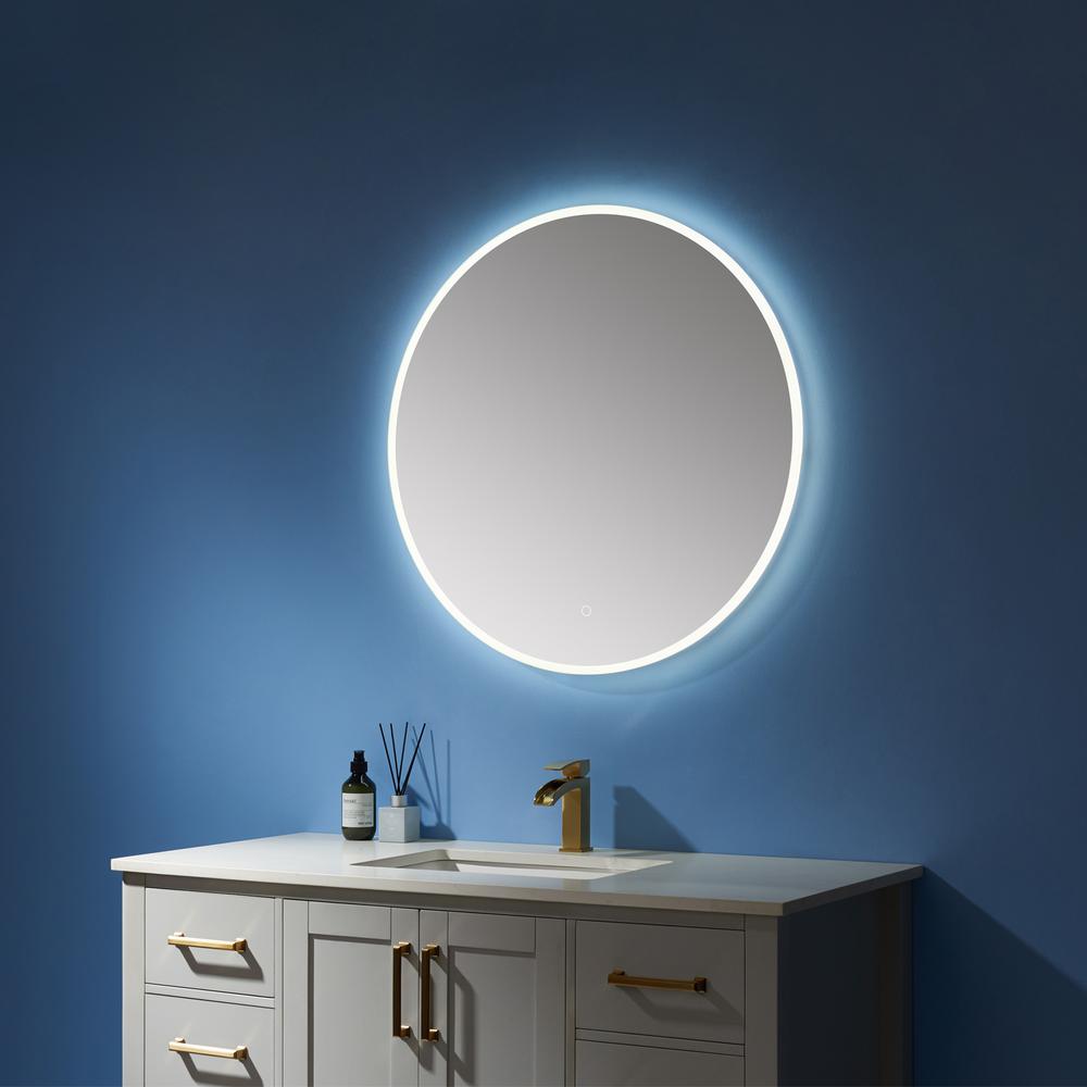 32''Modern & Contemporary Frameless Lighted Round Bathroom Mirror