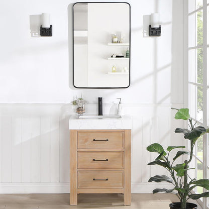 Free-standing Single Bathroom Vanity with Composite top and Mirror