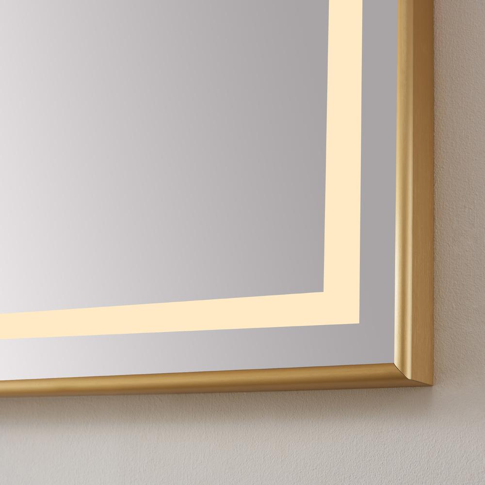 48" Rectangular Aluminum Framed LED Wall Mount Bathroom Vanity Mirror in Gold