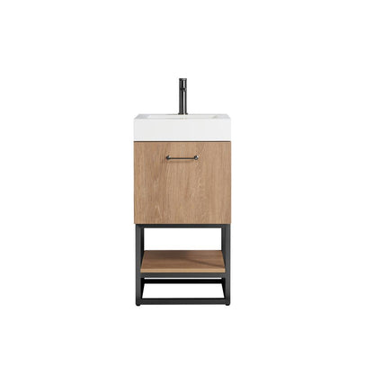 18B" Single Sink Bath Vanity with White Grain Stone Countertop