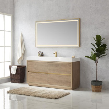 Single Sink Bath Vanity with Composite Integral Square Sink Top and Mirror