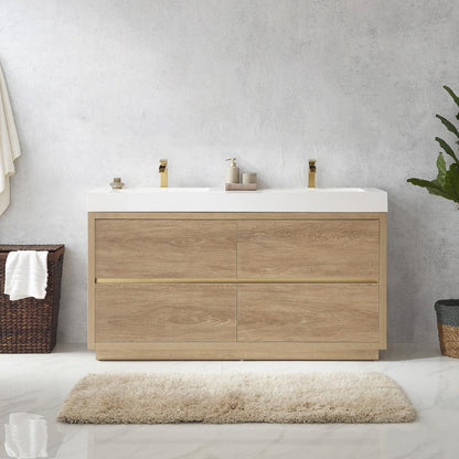 Double Sink Bath Vanity with White Composite Integral Square Sink Top