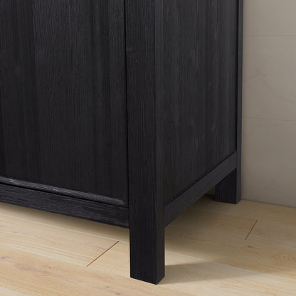 León 60in. Free-standing Double Bathroom Vanity in Fir Wood Black