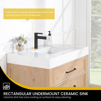 Free-standing Single Bathroom Vanity with Composite top and Mirror