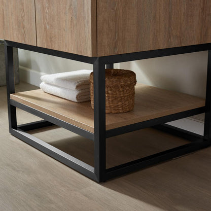 24B" Single Vanity with White Grain Stone Countertop With Mirror
