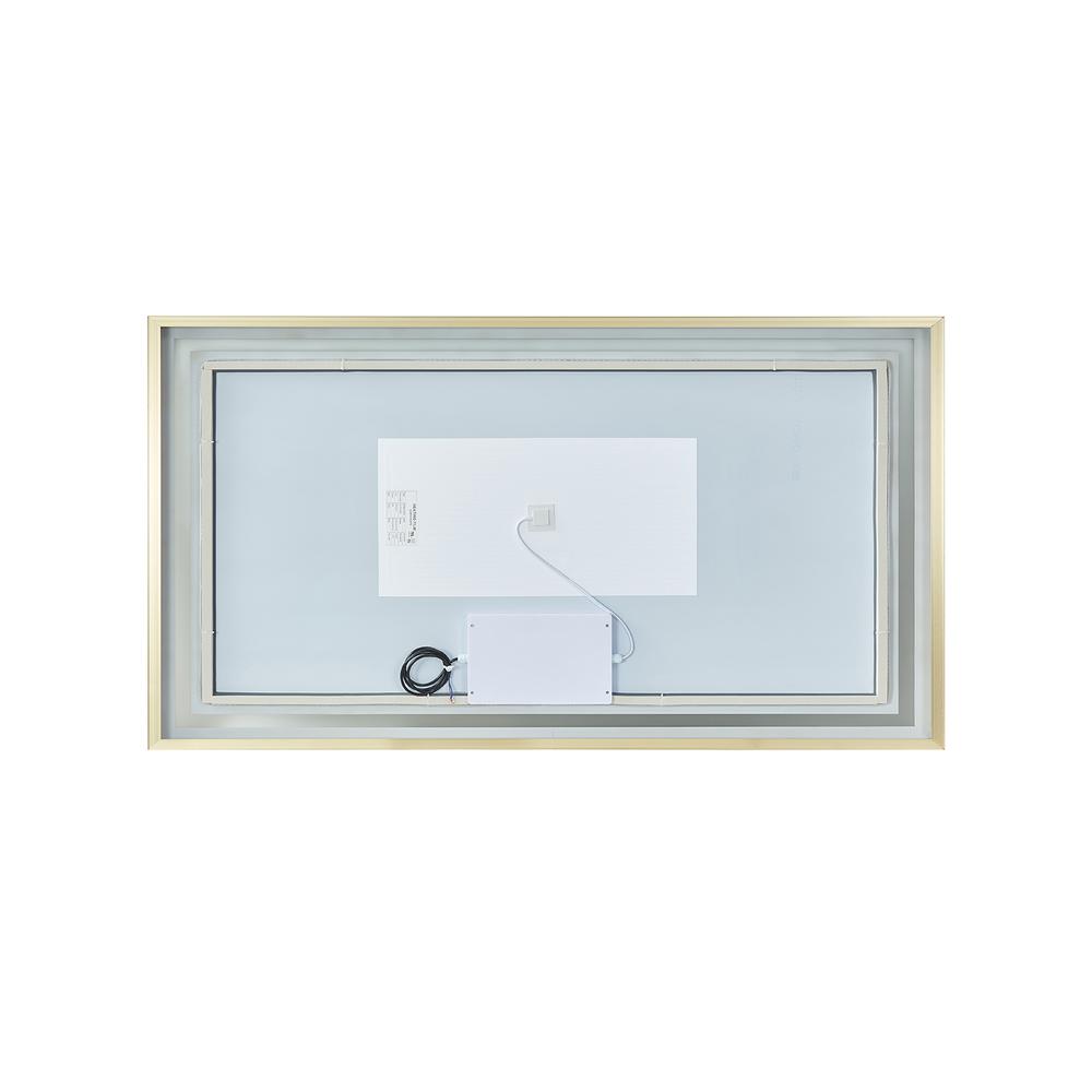 60" Rectangular Aluminum Framed LED Wall Mount Bathroom Vanity Mirror in Gold