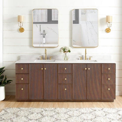 Oza 84" Free-standing Double Bath Vanity in Aged Dark Brown Oak