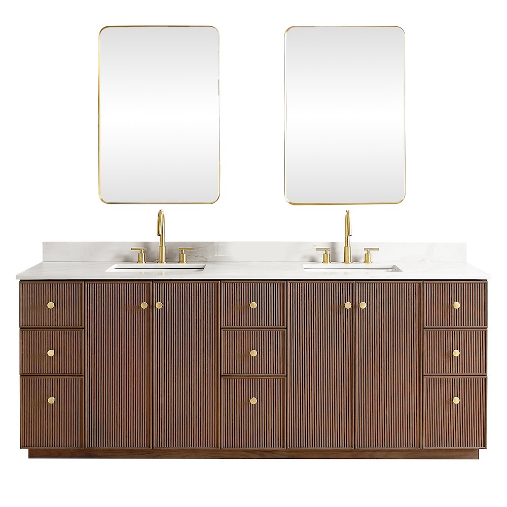 Oza 84" Free-standing Double Bath Vanity in Aged Dark Brown Oak