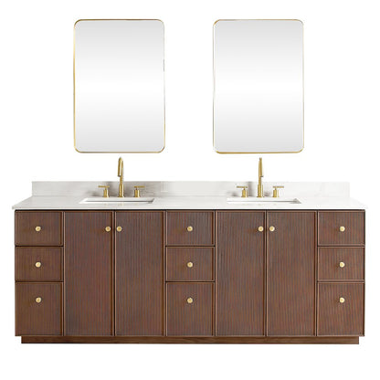 Oza 84" Free-standing Double Bath Vanity in Aged Dark Brown Oak